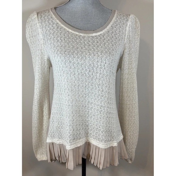 Anthropologie a'reve Sweater Womens M Soft Romantic Fairy Ethereal Feminine Lace - Picture 1 of 8